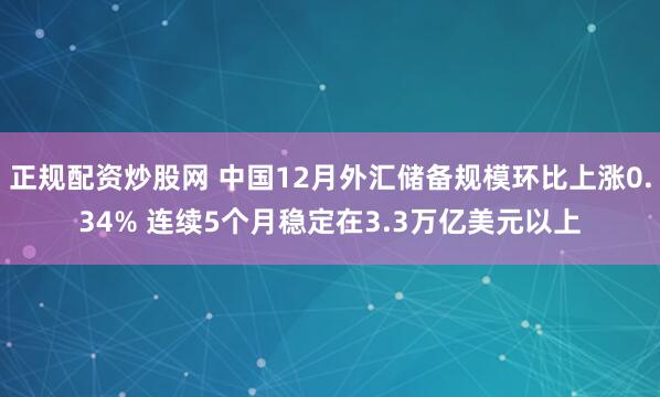 正规配资炒股网 中国12月外汇储备规模环比上涨0.34% 连续5个月稳定在3.3万亿美元以上