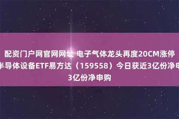 配资门户网官网网址 电子气体龙头再度20CM涨停，半导体设备ETF易方达（159558）今日获近3亿份净申购